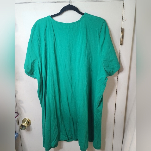 ROAMAN'S GREEN CRISS CROSS FRONT SHORT SLEEVE PLUS SIZE 3X TOP - Picture 2 of 9